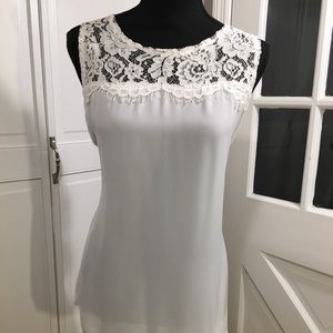 White Sleeveless Lace Shell House Blouse